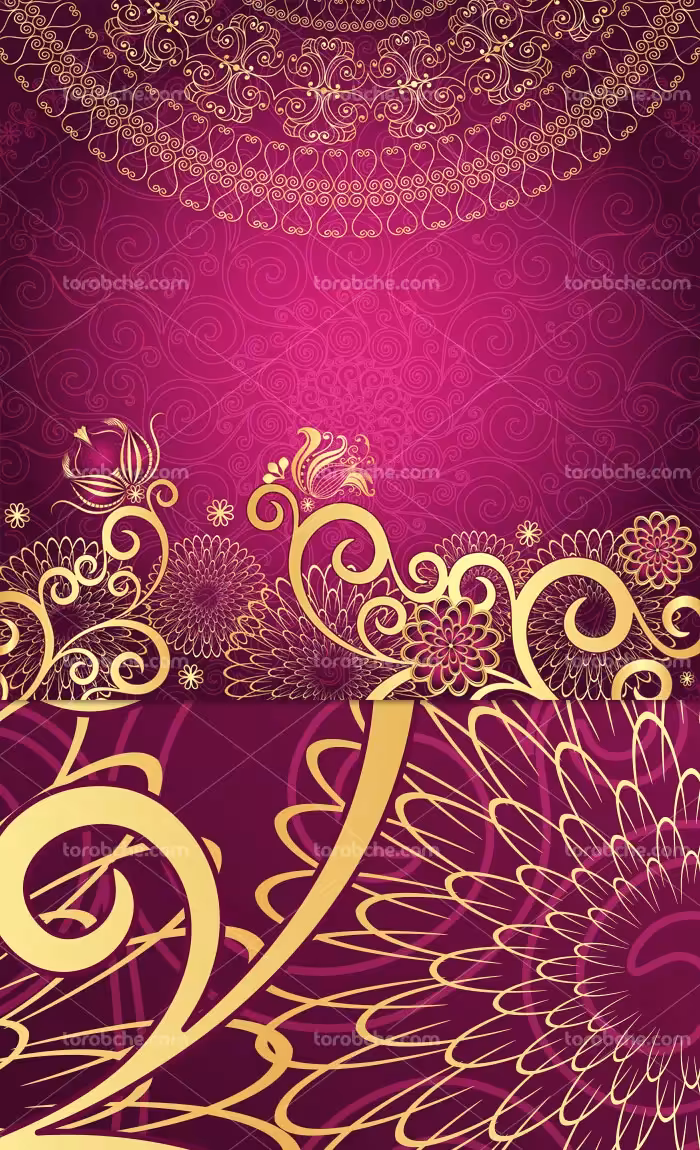 وکتور گل و بوته طلایی با بکگراند صورتی | گرافیک با طعم تربچه