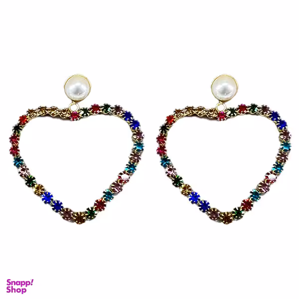 گوشواره زنانه مدل قلب جواهری کد 15869