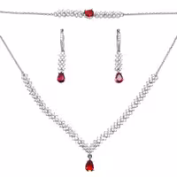 سرویس زنانه نقره 925 با نگین طرح اشک کد 2