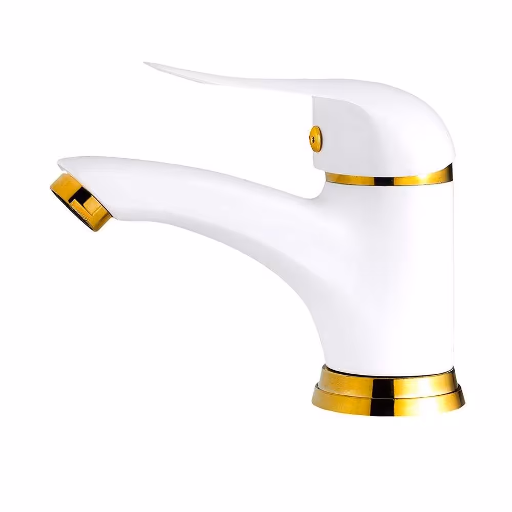 شیر روشویی صدف سفیدطلایی