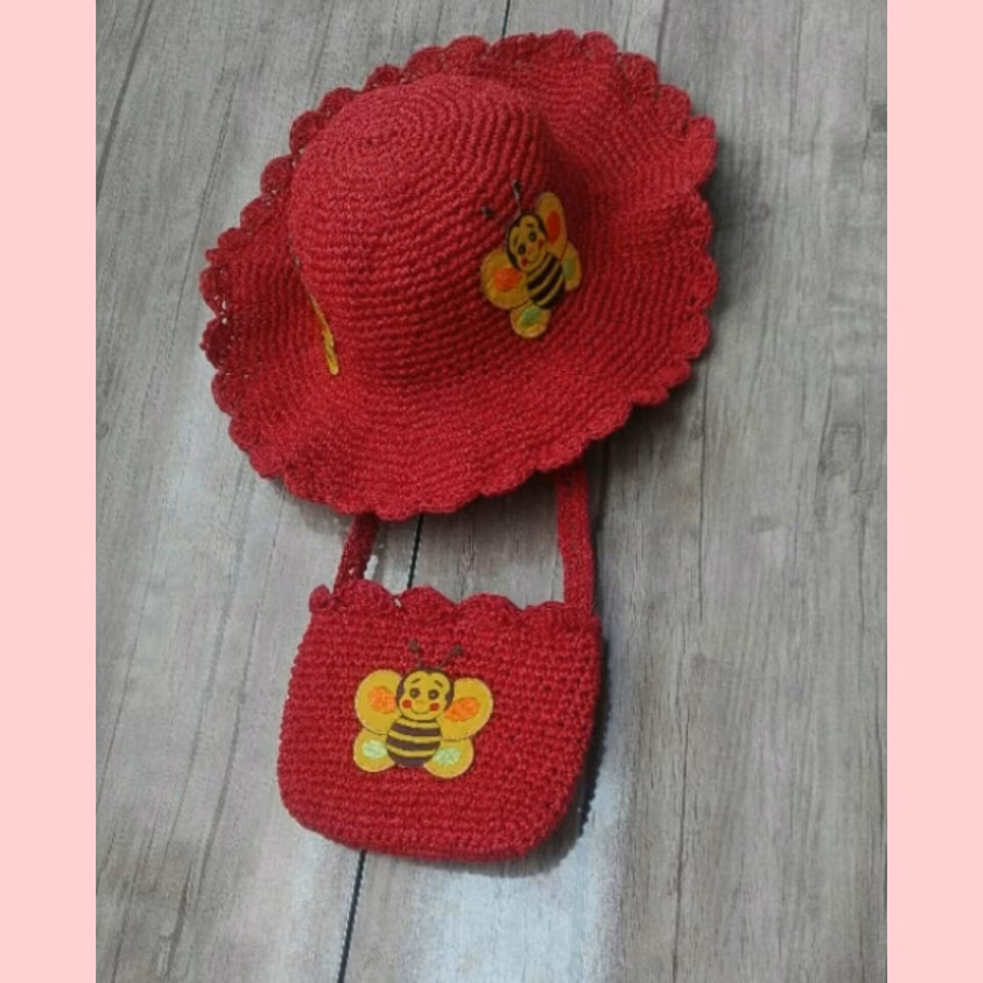 ست کیف و کلاه ساحلی بچگانه قلاب بافی