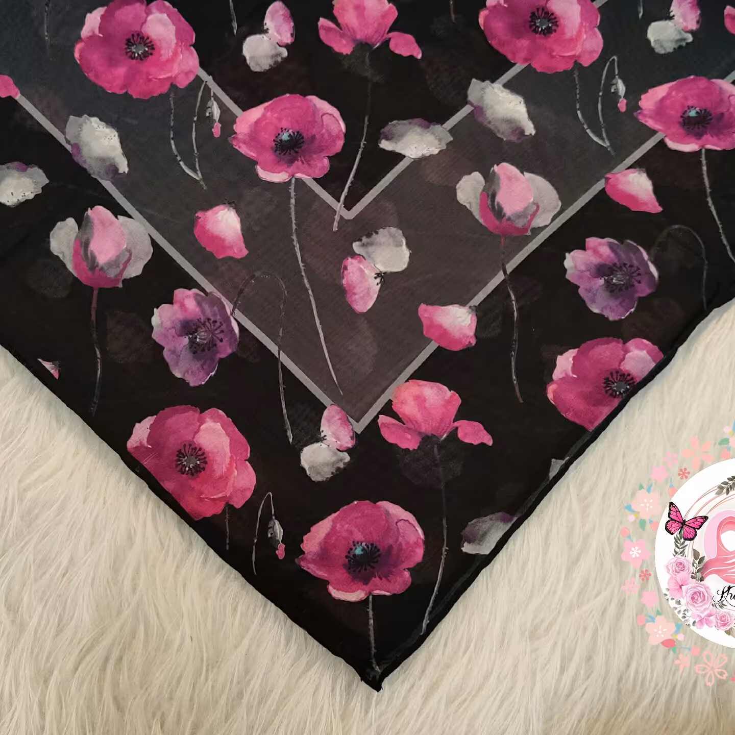 روسری گل گلی کرپ حریر اعلا ارسال رایگان