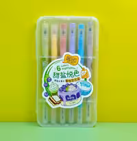 ماژیک هایلایت پاستلی عطری دو سر بسته 6 رنگ با رایحه کیک و شکلات