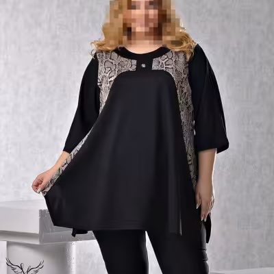 تونیک مجلسی یقه گرد آستین سه ربع