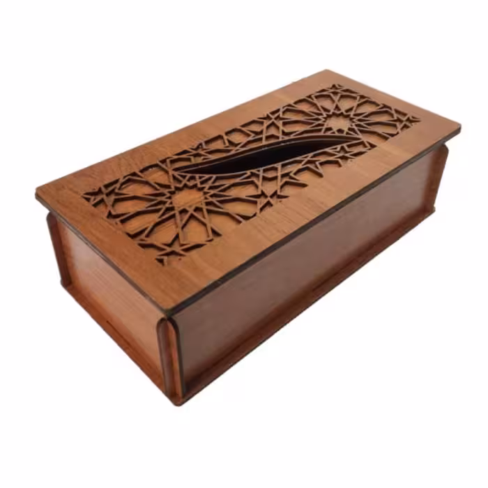 جعبه دستمال کاغدی مدل لولایی 200 برگ ام دی اف سه میل 