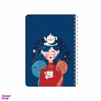 دفترچه یادداشت ۸۰ برگ بامبیلیپ مدل دختر و چای و گربه کد 9378546