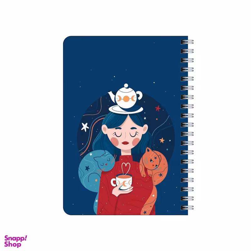 دفترچه یادداشت ۸۰ برگ بامبیلیپ مدل دختر و چای و گربه کد 9378546