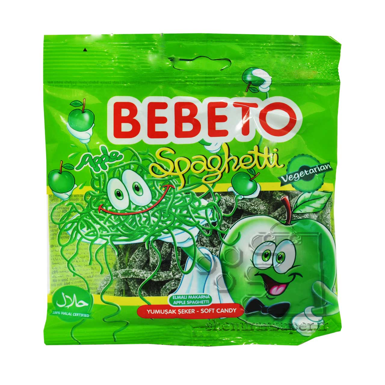 پاستیل اسپاگتی سیب ترش شکری ( وگان ) 80 گرم ببتو - bebeto