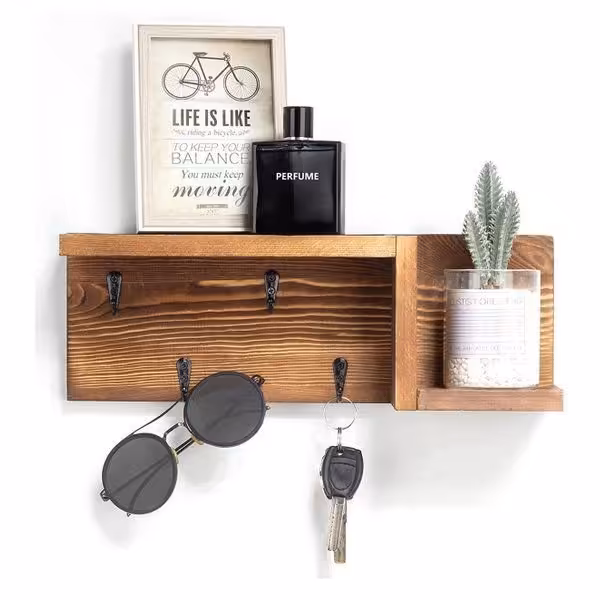 جا کلیدی چوبی شلف دار، کلید آویز چوبی ، جاکلیدی چوبی