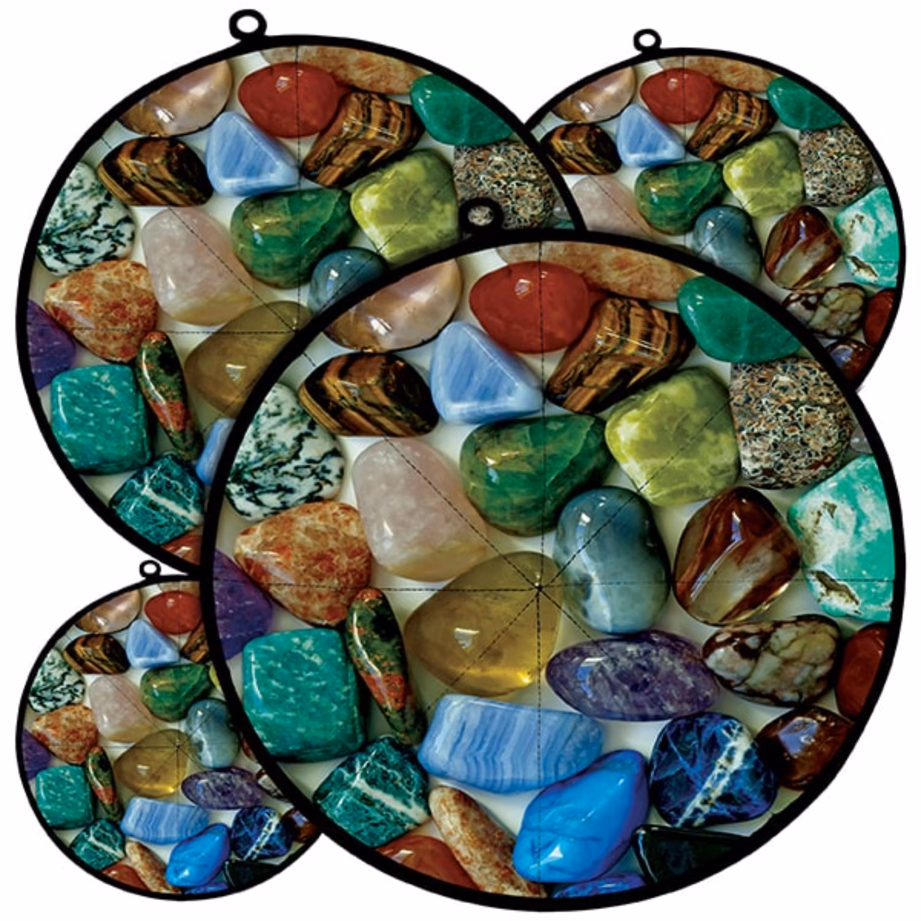 دمکنی ست چهار تکه پارچه ای مخمل دو رو چاپ طرح سنگ سایز 20، 25، 30 و 35 مدل B21-1003 شرکت رنس