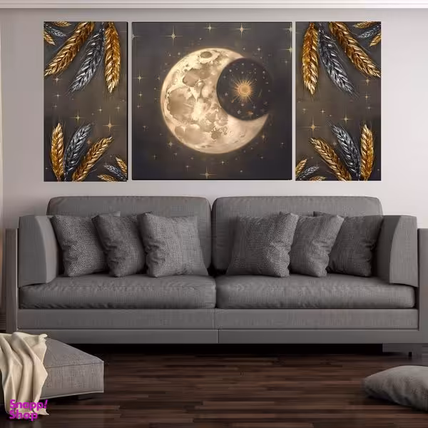 تابلو شاسی بکلیت طرح مدرن خوشه گندم و ماه مدل SH-1542 مجموعه 3 عددی
