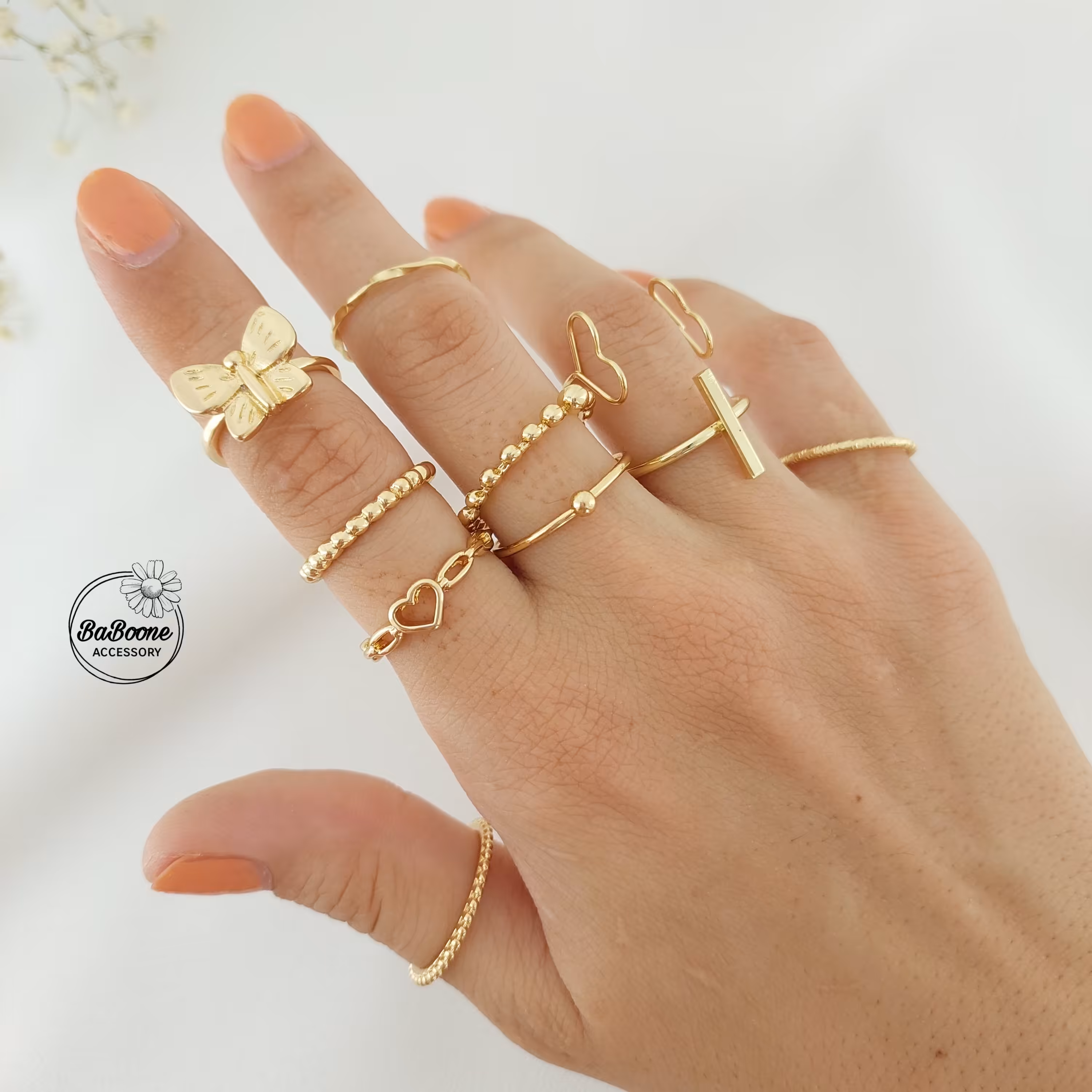 پک انگشتر  10 تایی قلب 