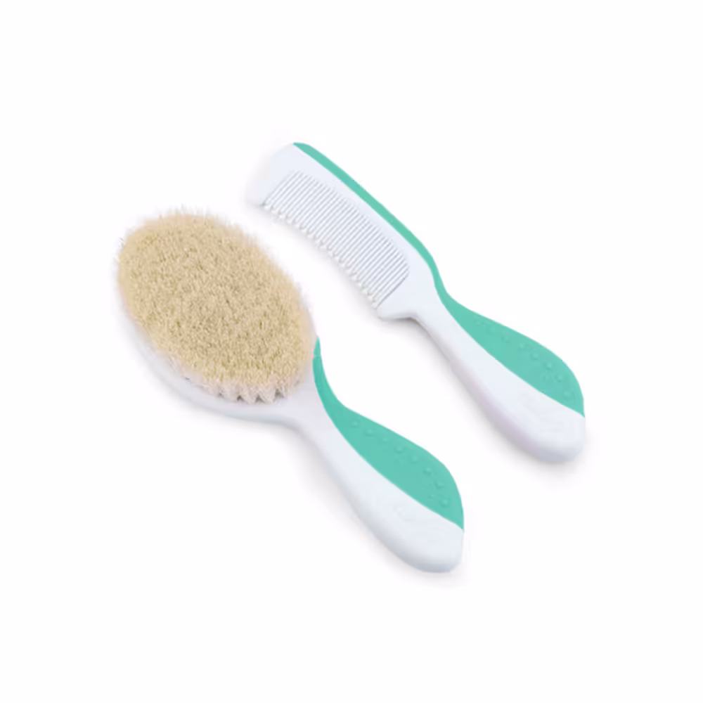 ست شانه و برس با الیاف طبیعی نوویتا Nuvita سبز پاستل