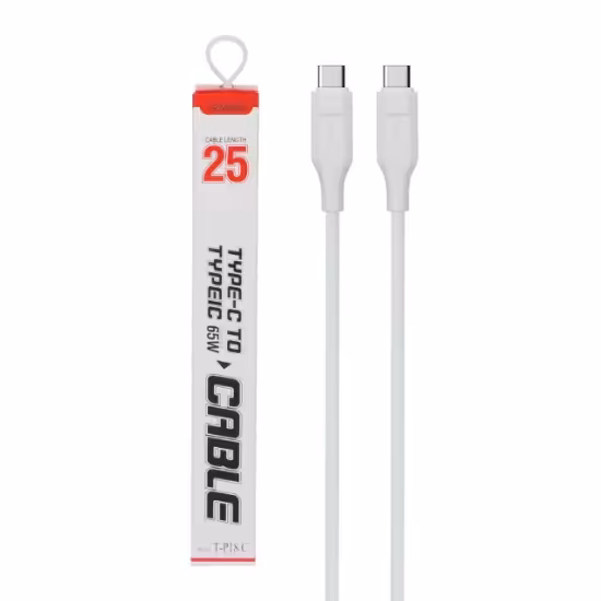 کابل تبدیل پاوربانک USB-C به USB-C ترانیو مدل T-P18C طول 0.25 متر