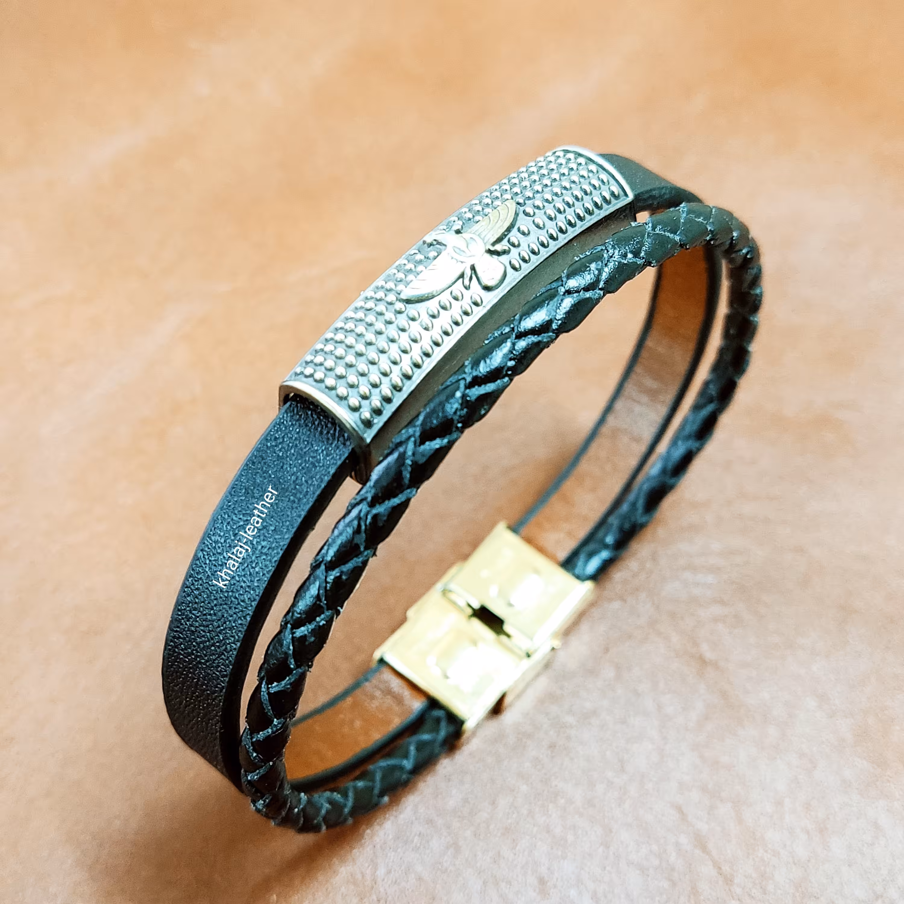 دستبند چرمی دولایه  