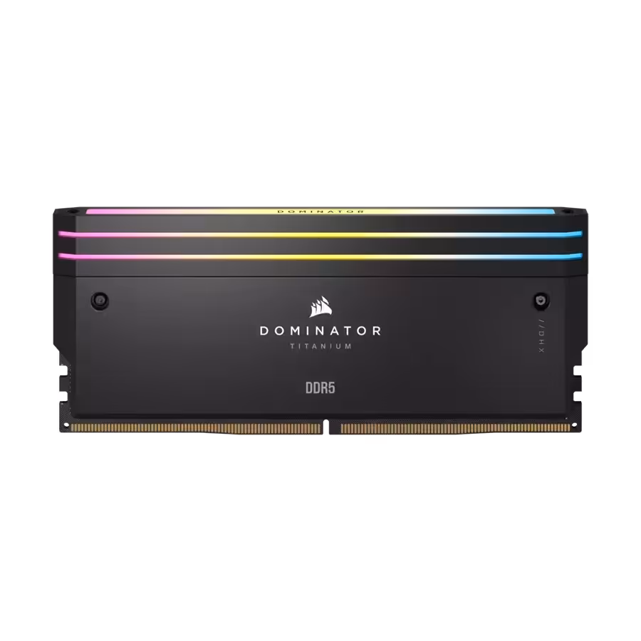 حافظه رم دسکتاپ دو کاناله Corsair مدل DOMINATOR TITANIUM RGB 64GB (2x32GB) DDR5 6600MHz C32