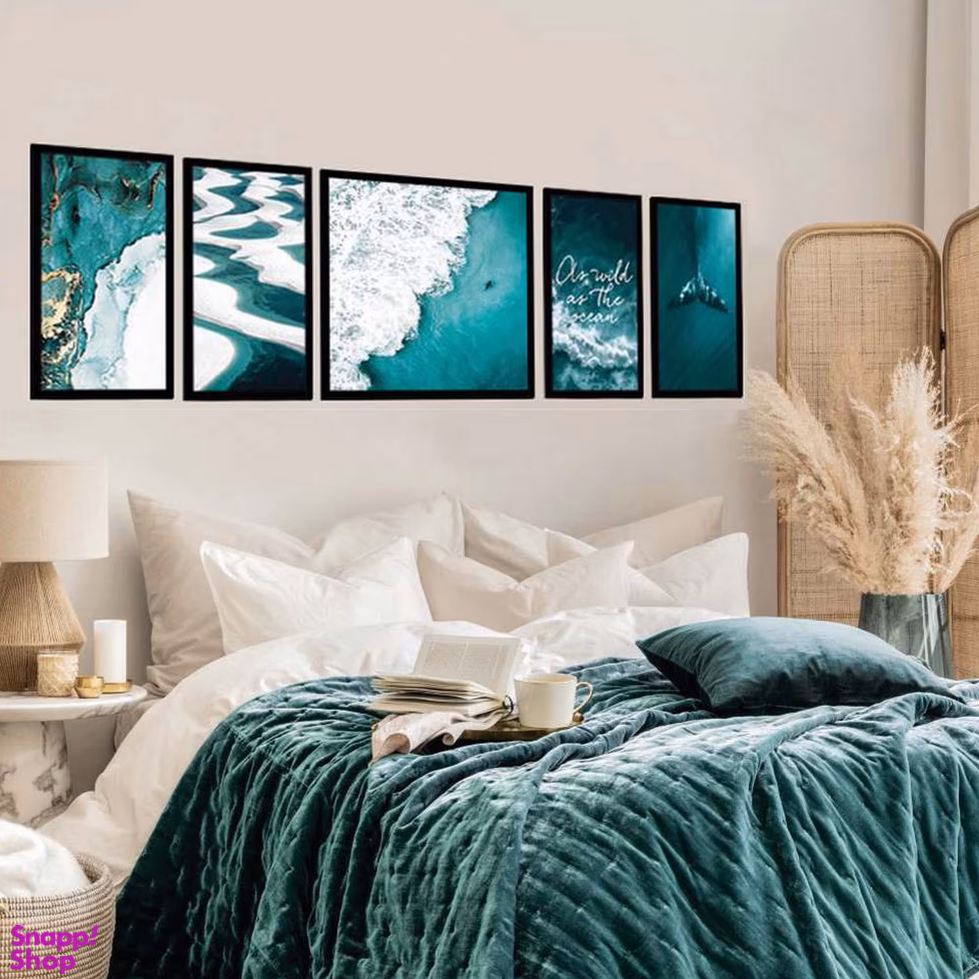 تابلو بکلیت طرح مدرن طبیعت و ساحل دریا مدل B-1929 مجموعه 5 عددی