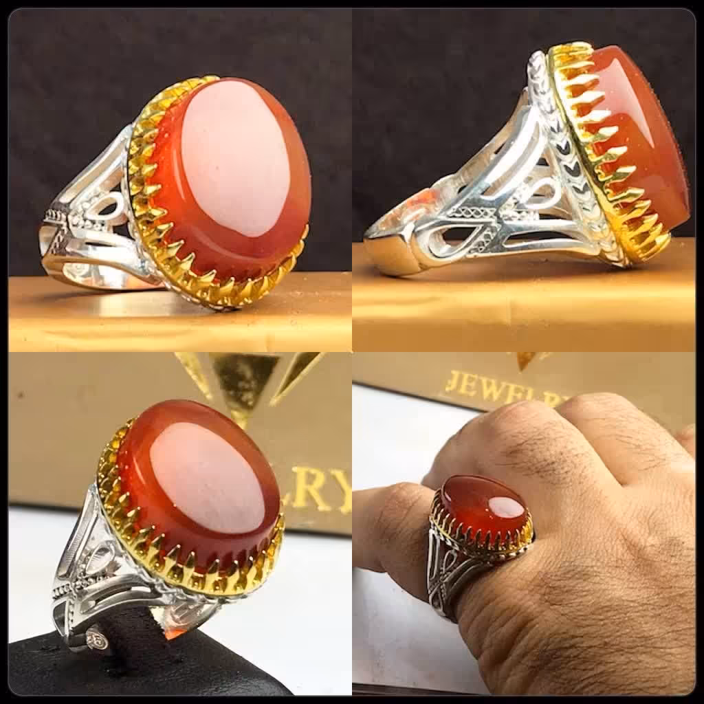 انگشتر عقیق یمنی اصلی 
رکاب صفوی چنگی 
عیار نقره 925
 ارسال رایگان