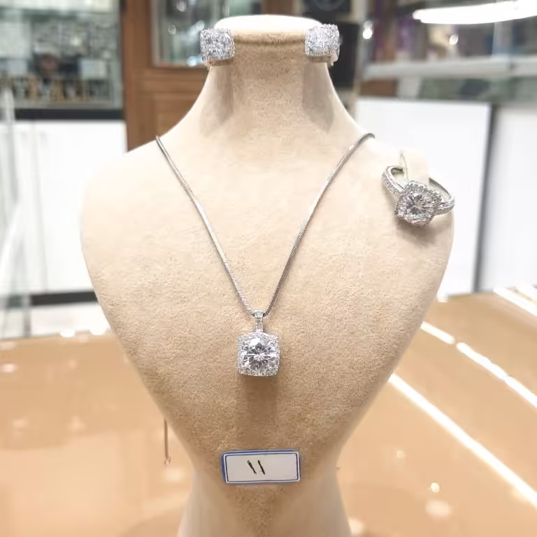 نیم ست نقره اصل، خارجی آبکاری طلا سفید...