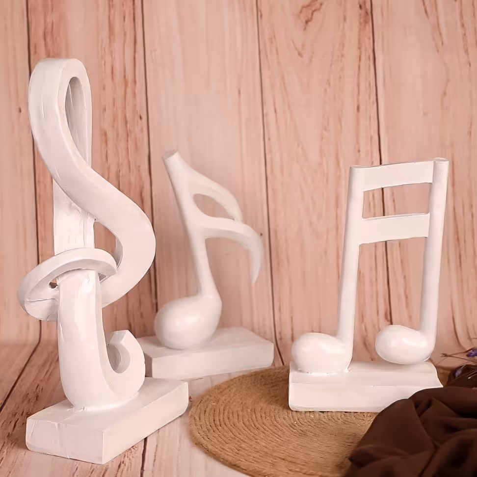 دکوری نت موسیقی سه تایی  سفید  رنگ پلی استری 