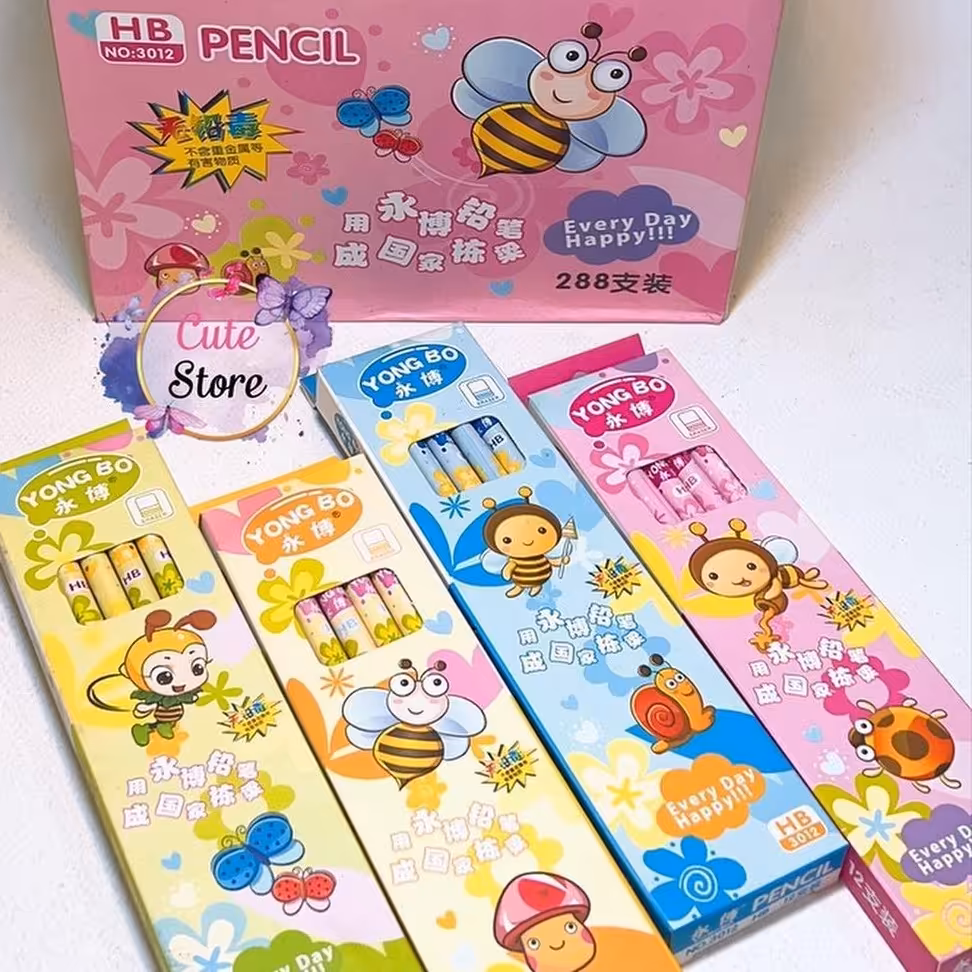 مداد سیاه پاکن دار طرح زنبور در 4 طرح دخترونه و پسرونه هم بصورت بسته ای هم بصورت تکی