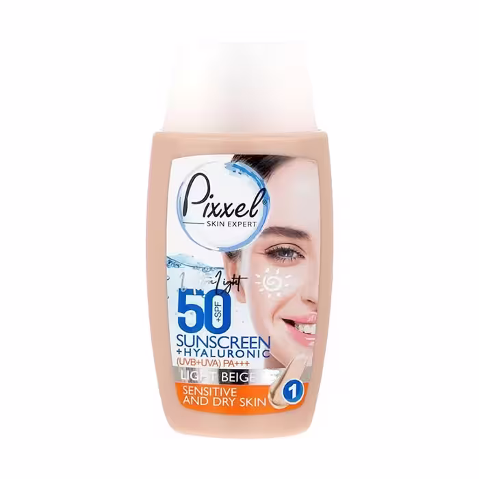 ضد آفتاب فلوئید رنگی پیکسل SPF  50 مناسب پوست خشک تا نرمال و حساس