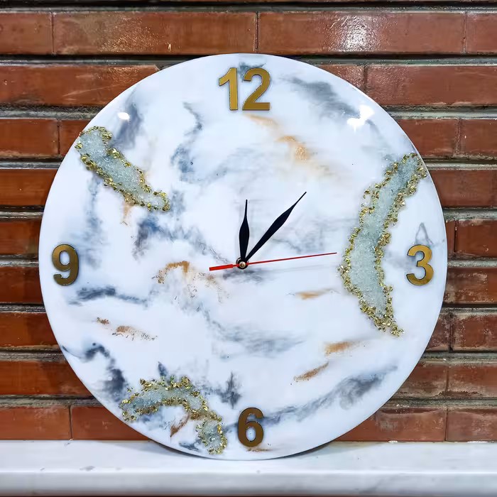 ساعت رزینی طرح مرمر با موتور ارامگرد