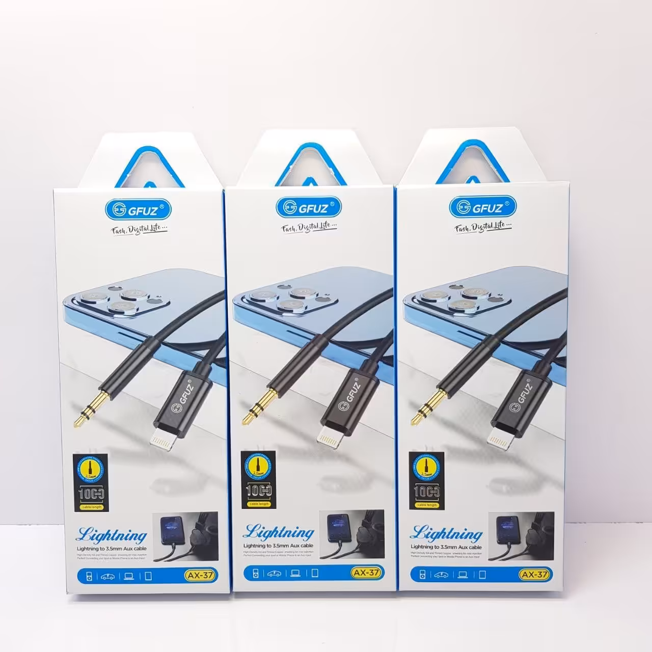 کابل AUX آیفونی پکدار و بسیار با کیفیت مدل AX-37