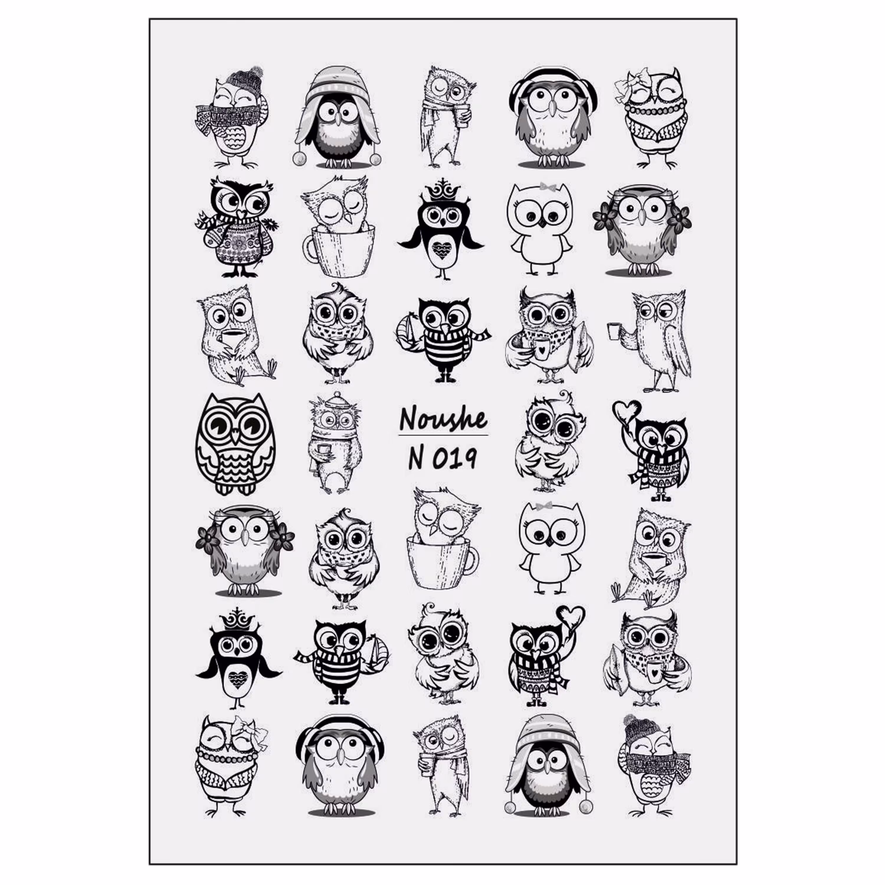 لنز ناخن نوشه مدل جغد کد N019