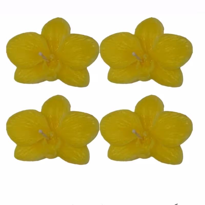 شمع روآبی شناور مدل گل بنفشه مجموعه 4 عددی رنگ زرد بدون بو