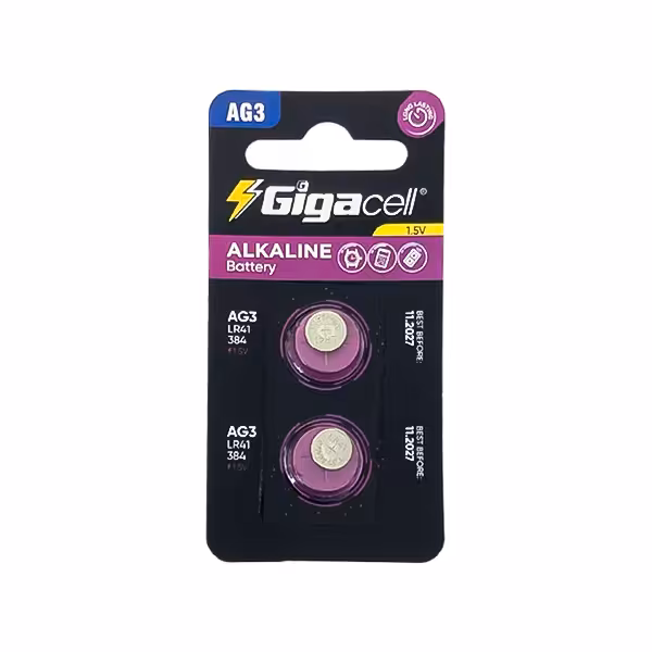 باتری سکه ای آلکالاین AG3 گیگاسل بسته 2 عددی