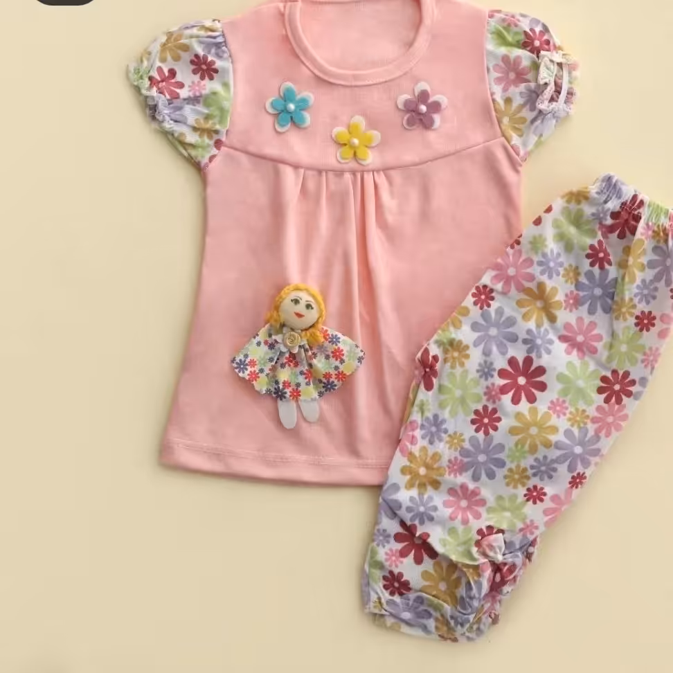 ست  تیشرت  و  شلوارک   تابستانی  حراجی  عروسکی مناسب 6 ماه  تا  3 سال 