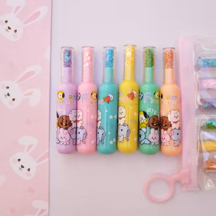 ماژیک هایلایت ماژیک فسفری طرح بطری رنگبندی متنوع لوازم تحریر فانتزی 