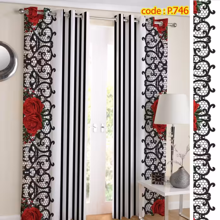 پرده پذیرایی دو قواره طرح حاشیه کد P746