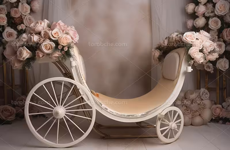 بک دراپ عکاسی کودک با گل رز صورتی | گرافیک با طعم تربچه