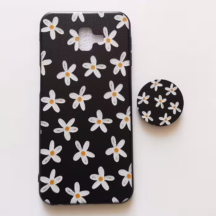 قاب طرحدار پاپ سوکت دار  گل بابونه گوشی سامسونگ J6 plus 