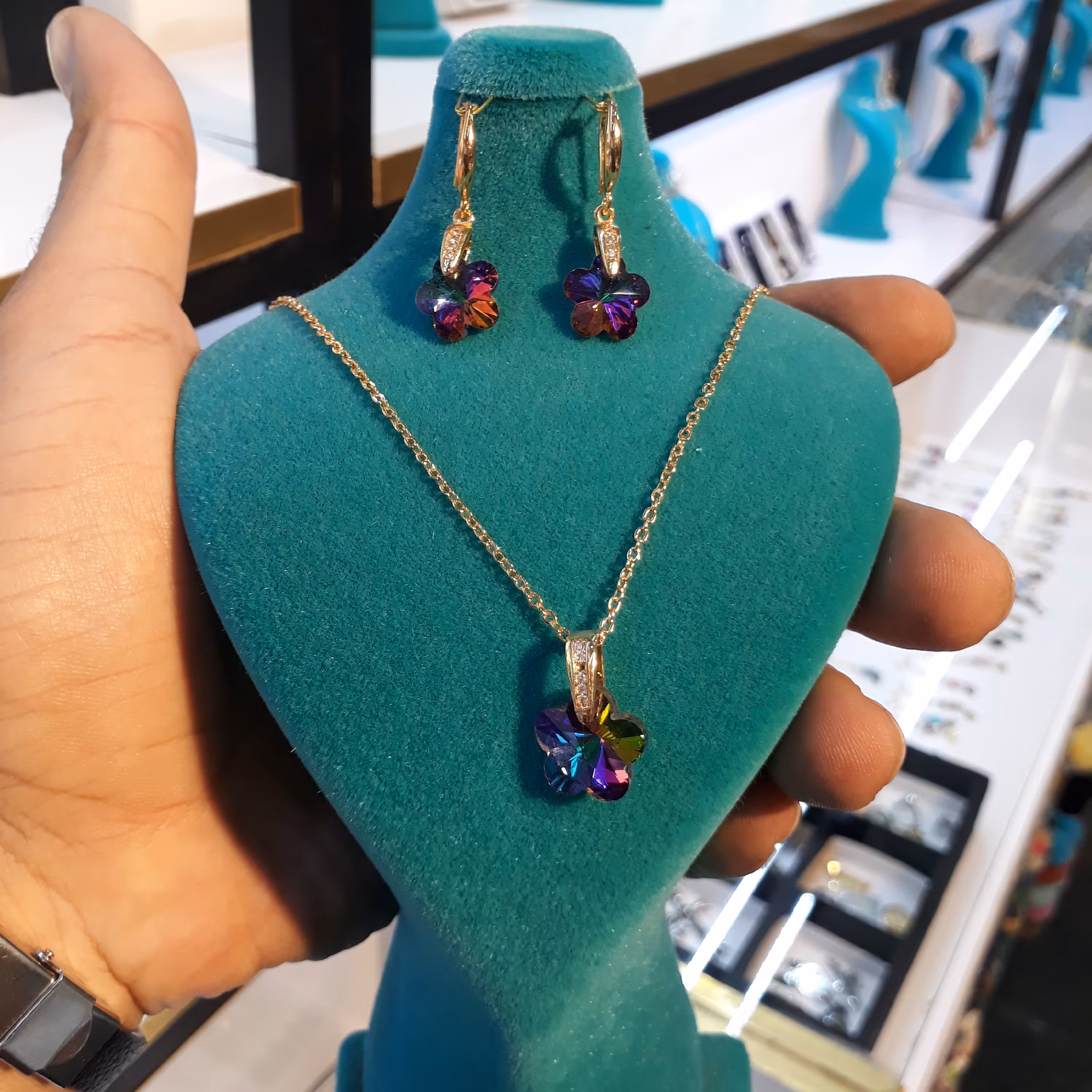 بدلیجات نیم ست سوارسکی برند ysx رنگ ثابت ضد حساسیت