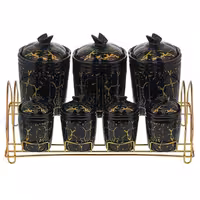 ست جای ادویه 6 پارچه کد 1001B در دو رنگ مشکی و سفید