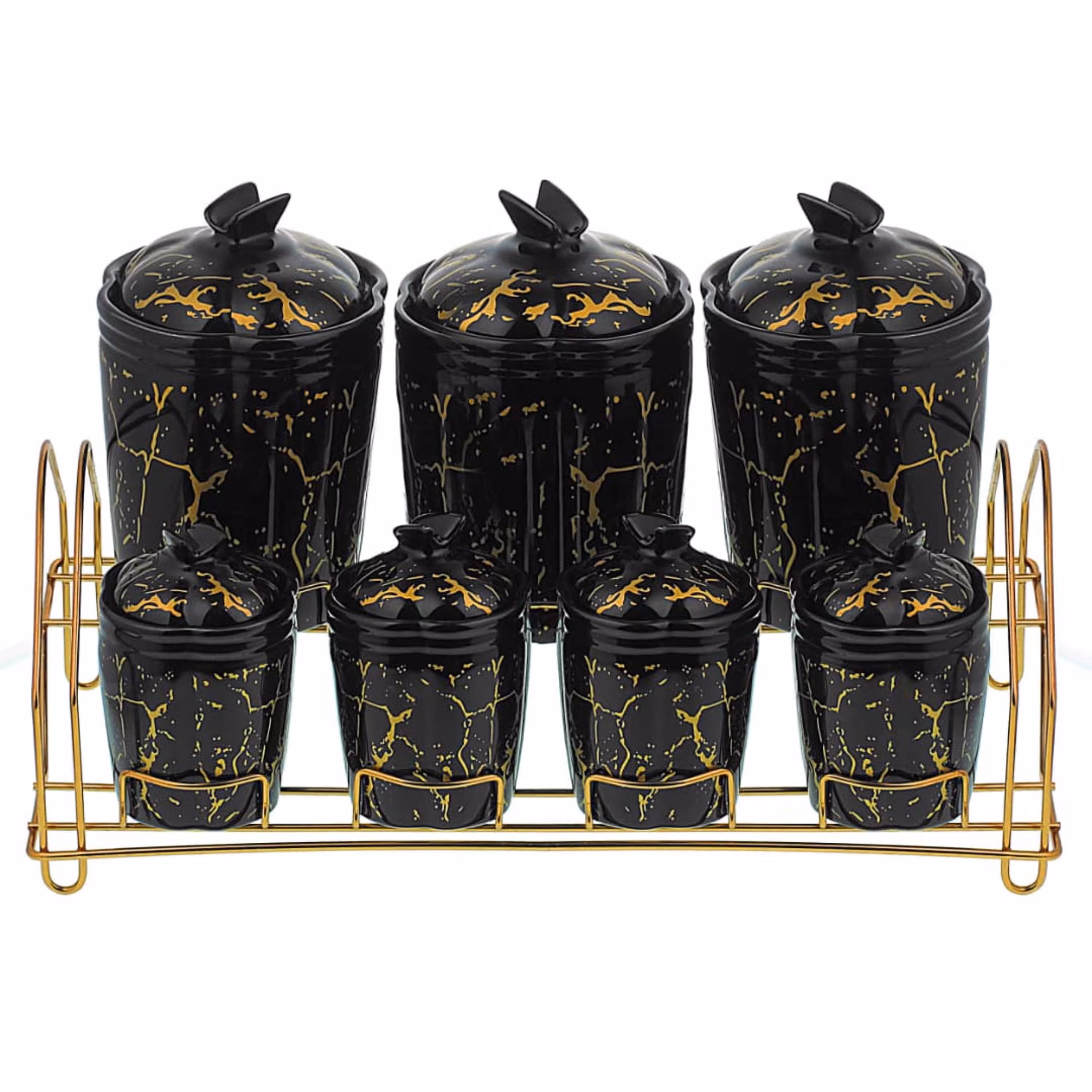 ست جای ادویه 6 پارچه کد 1001B در دو رنگ مشکی و سفید