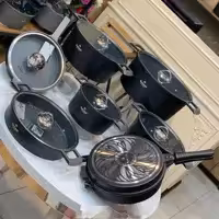 سرویس قابلمه چدن گرانیت 15پارچه راکلند سری آلمانی (مشکی)پس کرایه