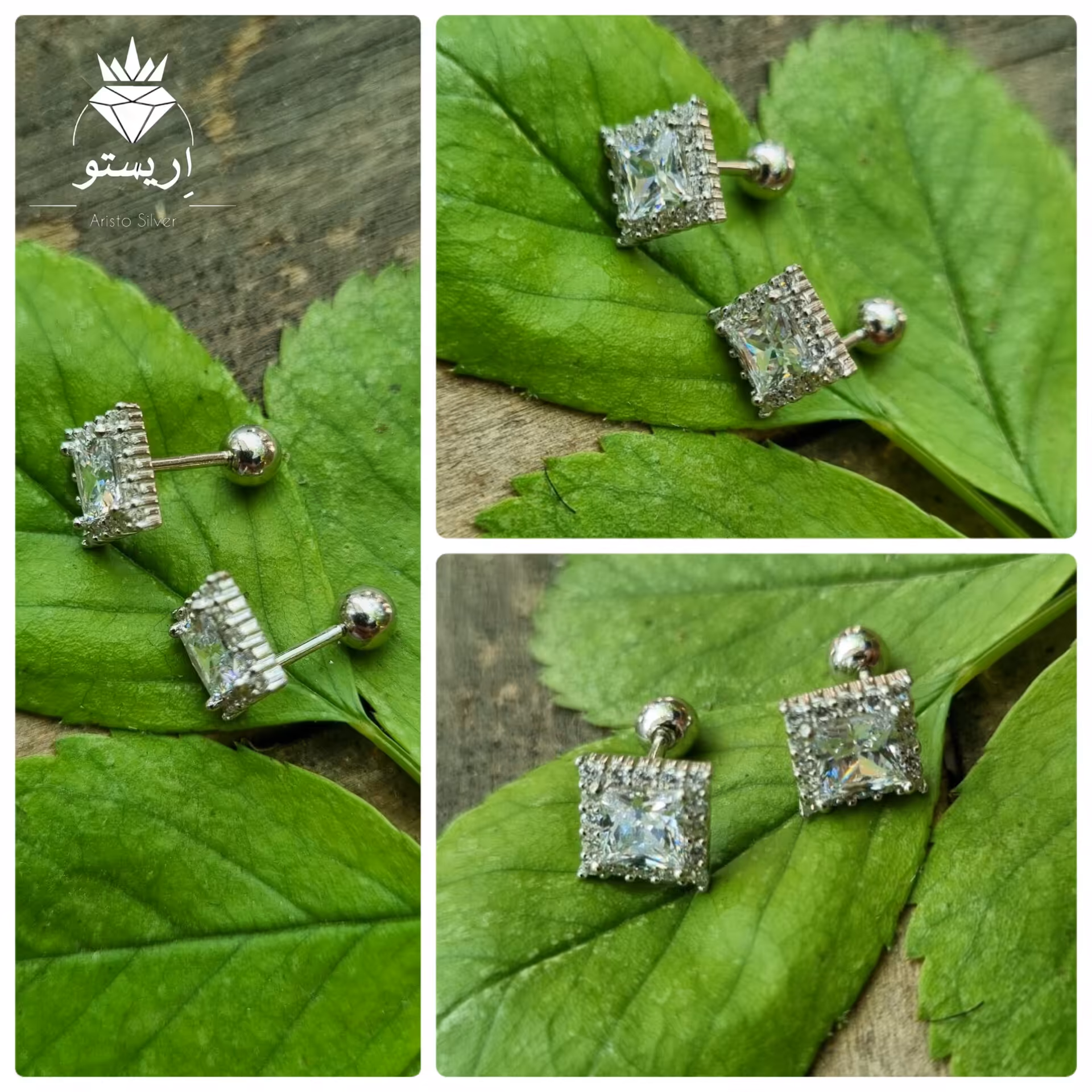 پیرسینگ نقره جواهری ایتالیایی با عیار 925 و آبکاری طلاسفید هنراه با فاکتور