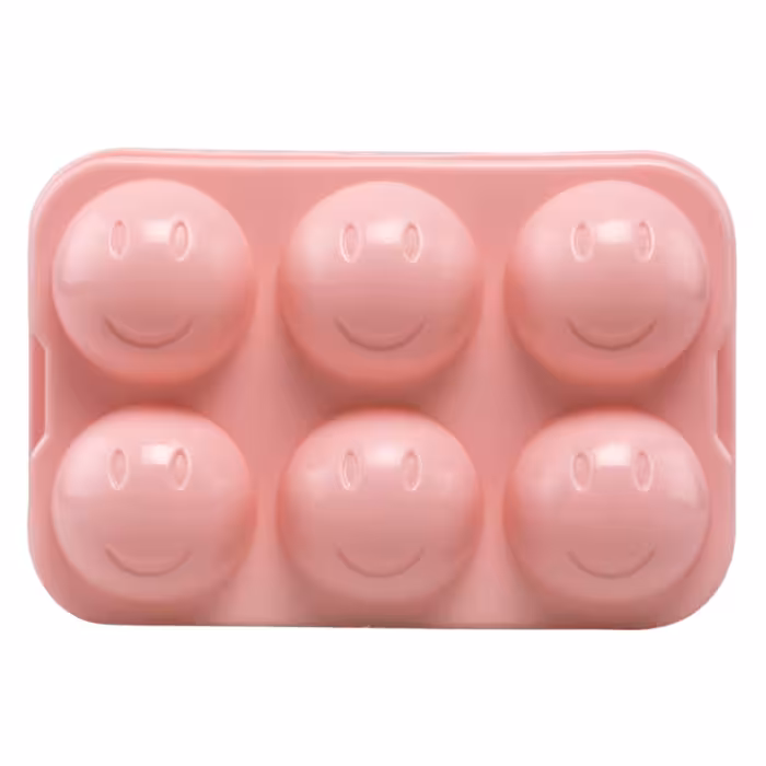 قالب یخ کروی مدل 6 تایی طرح لبخند رنگ صورتی