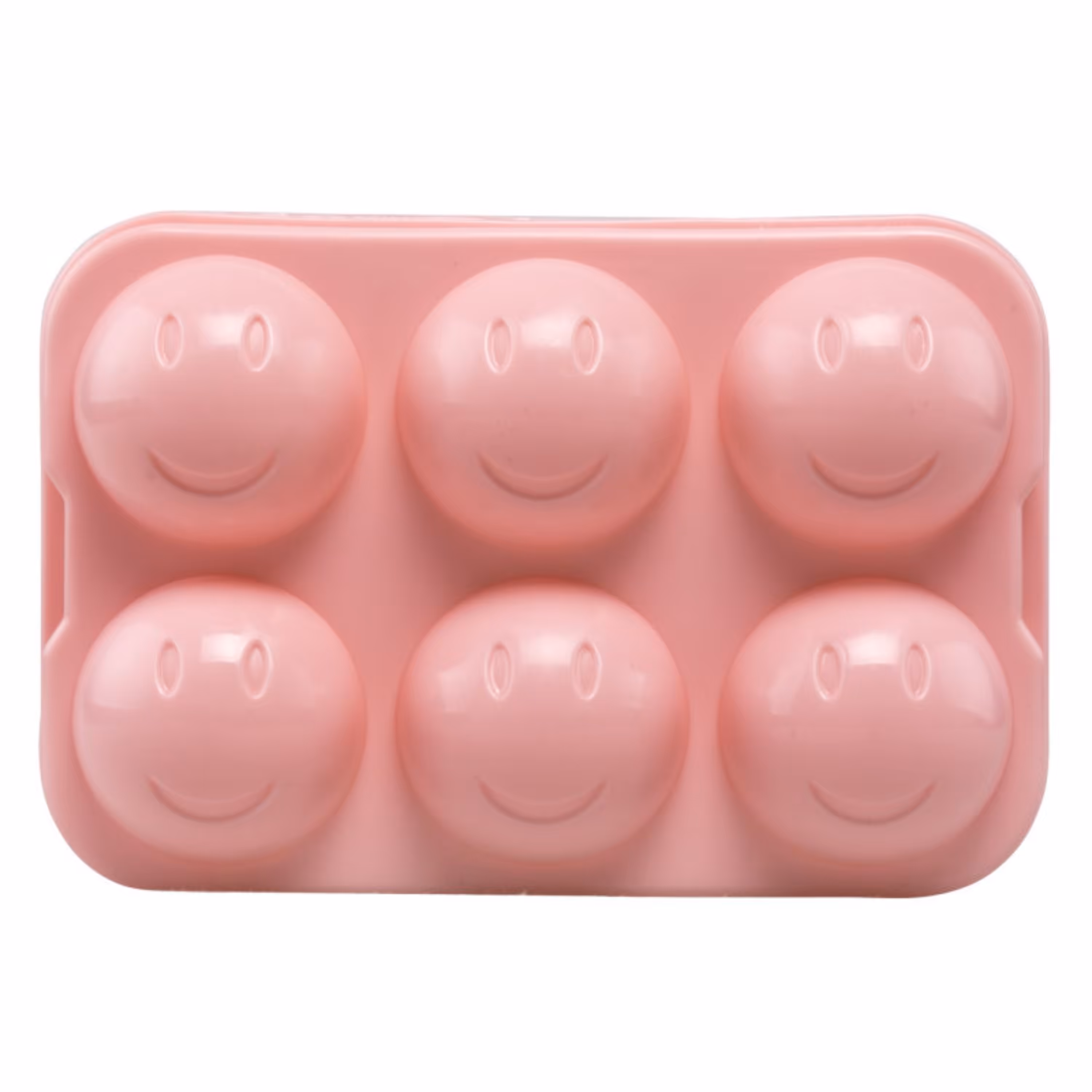 قالب یخ کروی مدل 6 تایی طرح لبخند رنگ صورتی