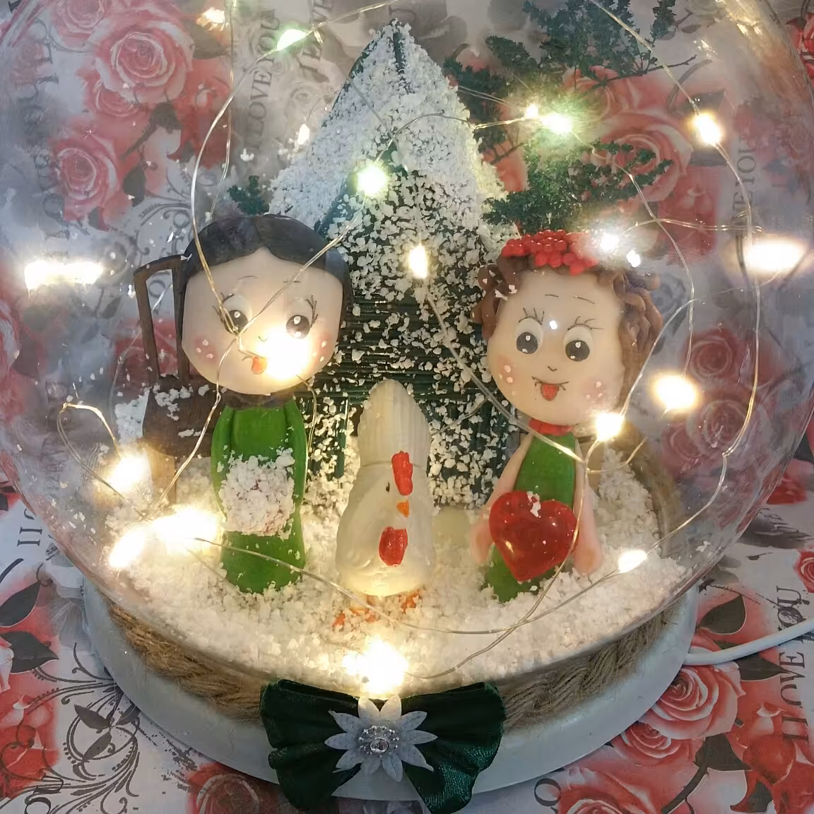 باکس کادوی تولد دختر پسر وکلبه زمستانی درختچه سایز بزرگ چراغ خواب