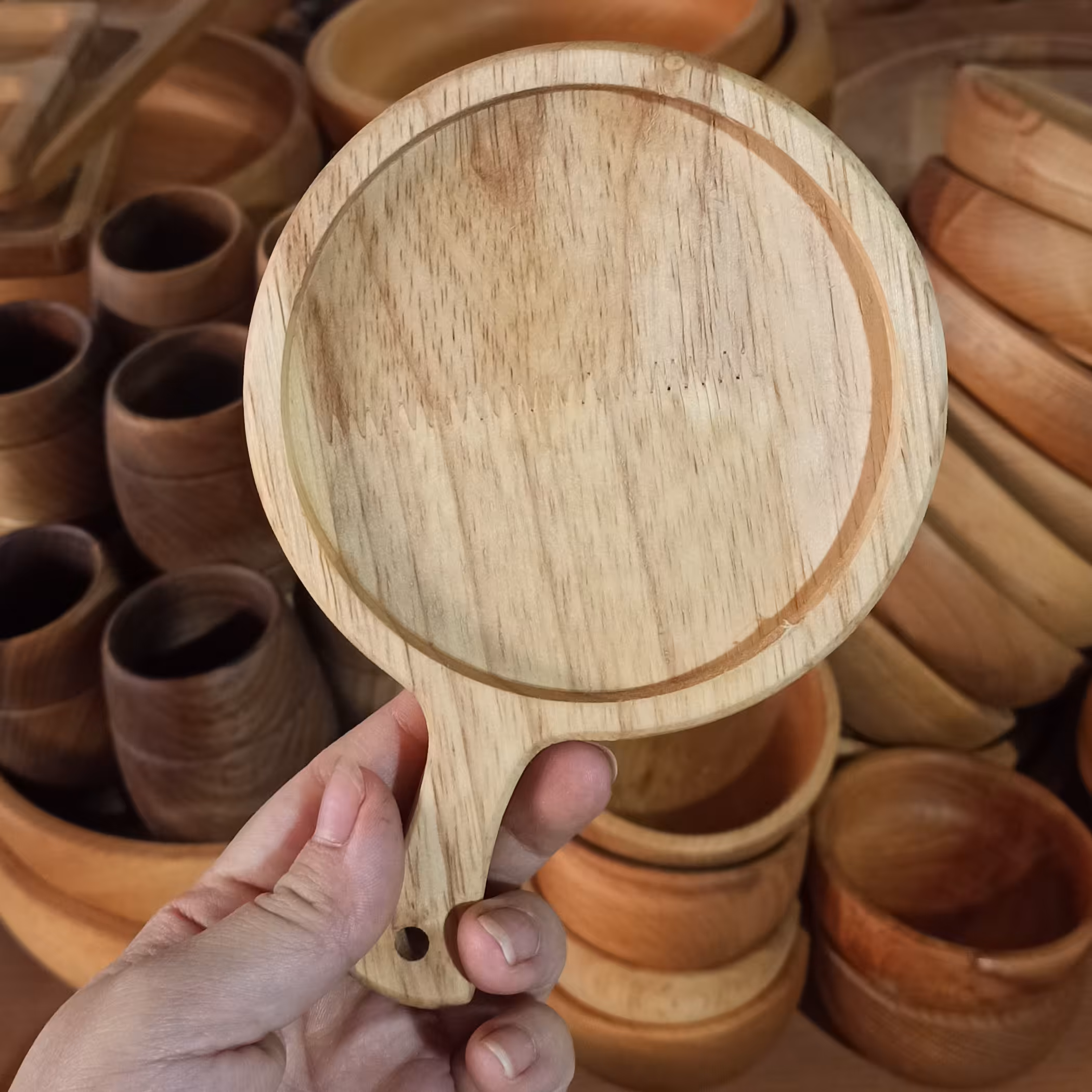 زیر لیوانی گرد راکتی چوب رابر 