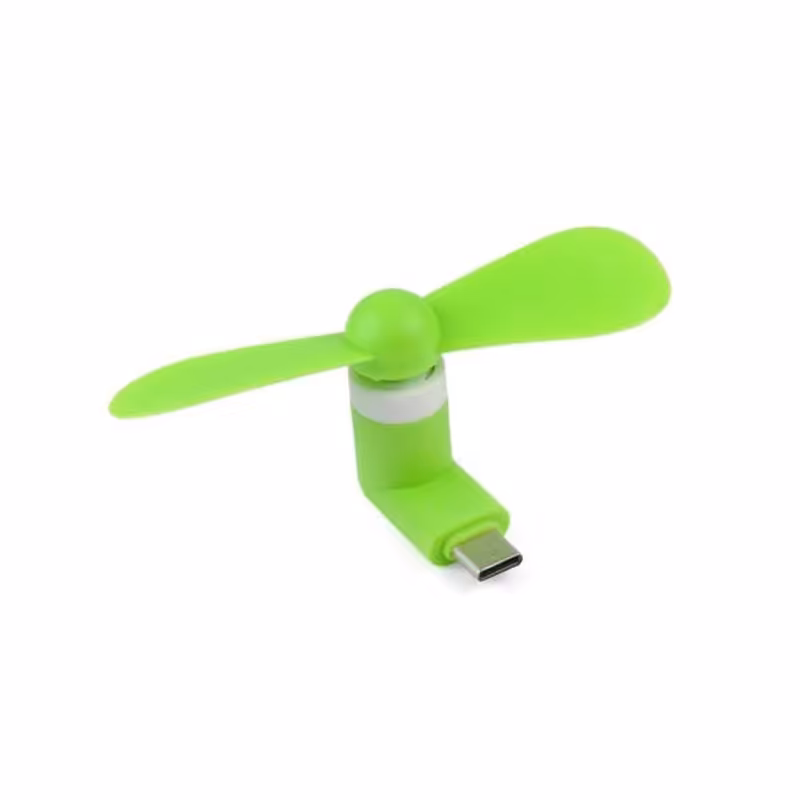 پنکه همراه Micro USB با مبدل Type-C-سبز