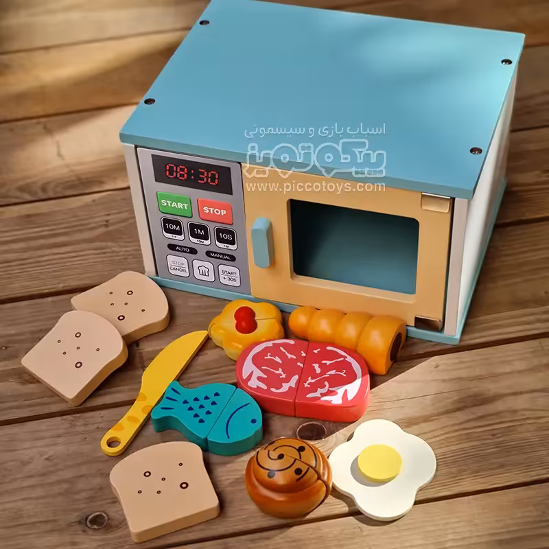 مایکروفر اسباب بازی چوبی موزیکال آبی کد KBQ2020010