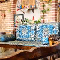 ست 5 تکه پشتی سنتی طرح شاه نشین رنگ آبی