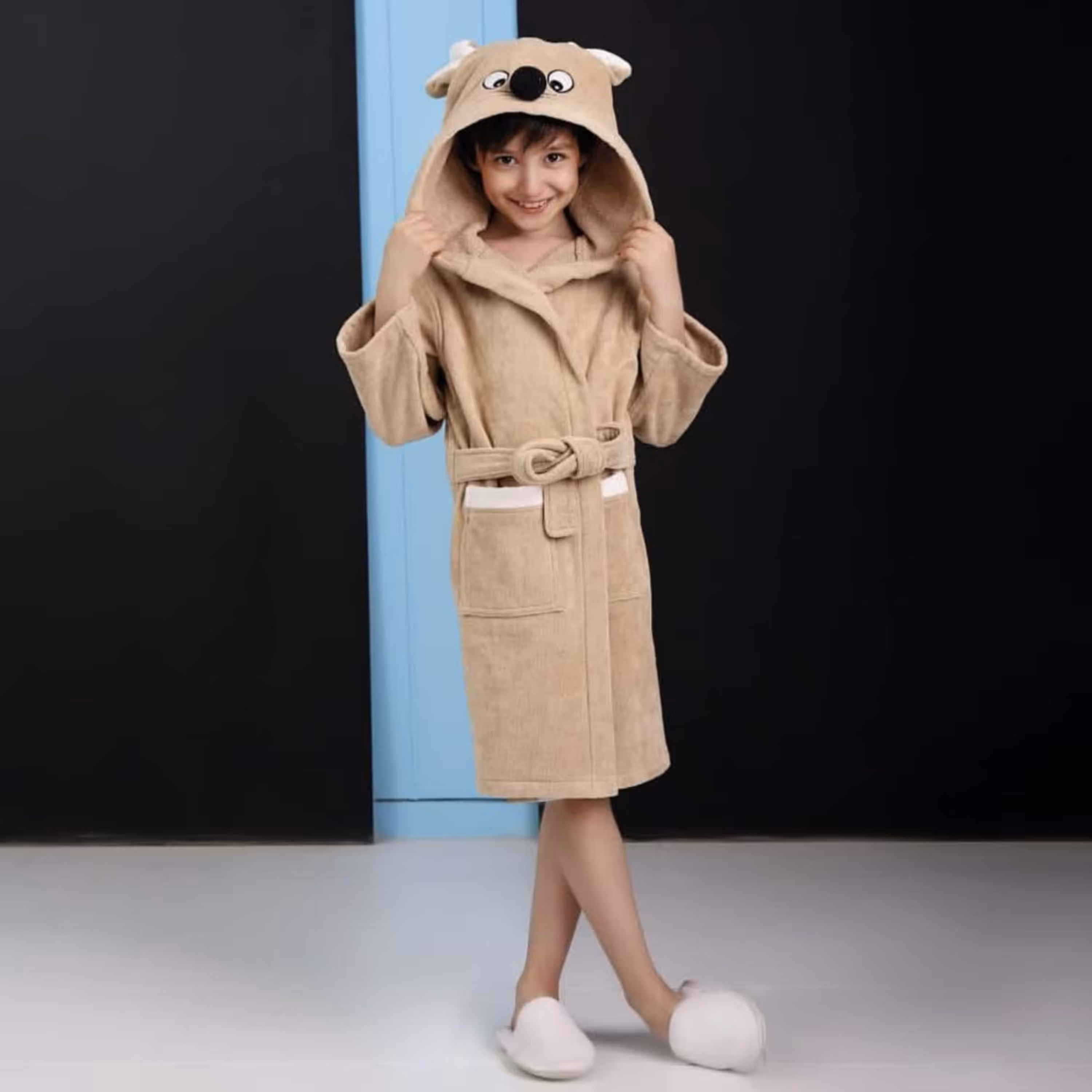 حوله تنپوش کودک پودایران طرح موش نسکافه ای سایز 70 (100درصد پنبه) ضد حساسیت