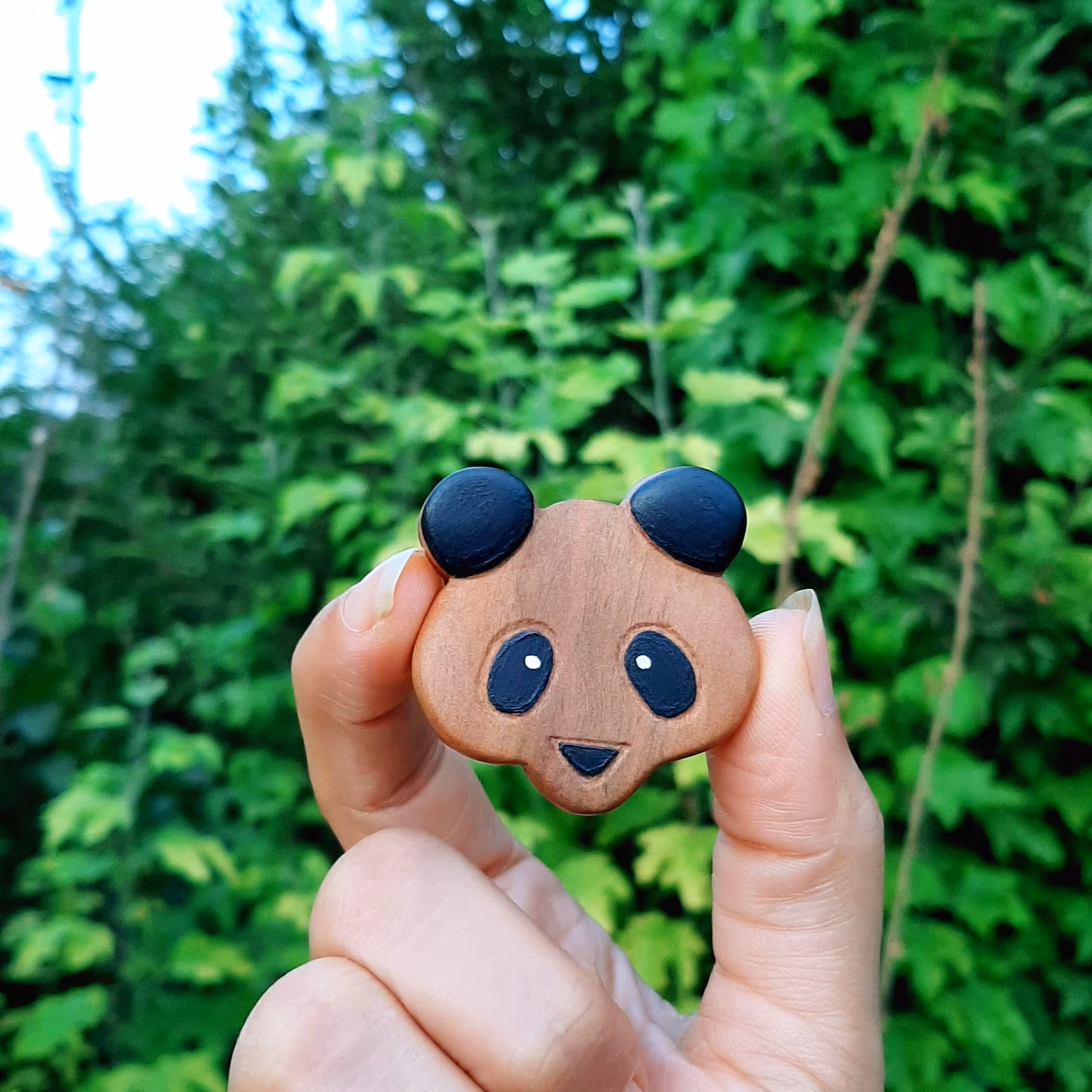 گردن آویز یا آویز کلید چوبی طرح پاندا